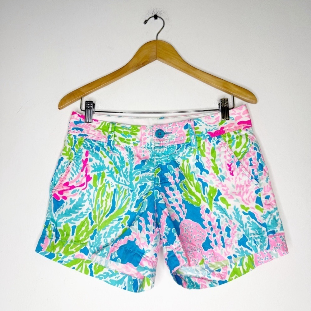 Lilly Pulitzer Cotton Tropical Callahan Shorts Let’s Cha Cha Print Size 2